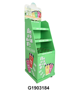 Removeable Carton Floor Dispay Shelf with Wheel for Tea & Mug