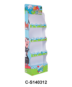4 Tier Corrugated Carton Floor Display Shelf