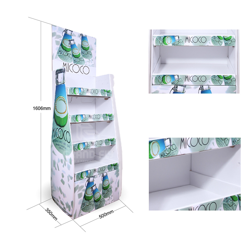 Corrugated Cardboard Floor Display Rack for Drinks & Beverages-4 Corrugated Cardboard Floor Display Rack for Drinks & Beverages-4