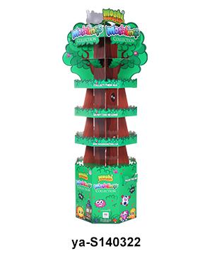 Four-Side Tree Shape Cardboard Floor Display Stand for Toy