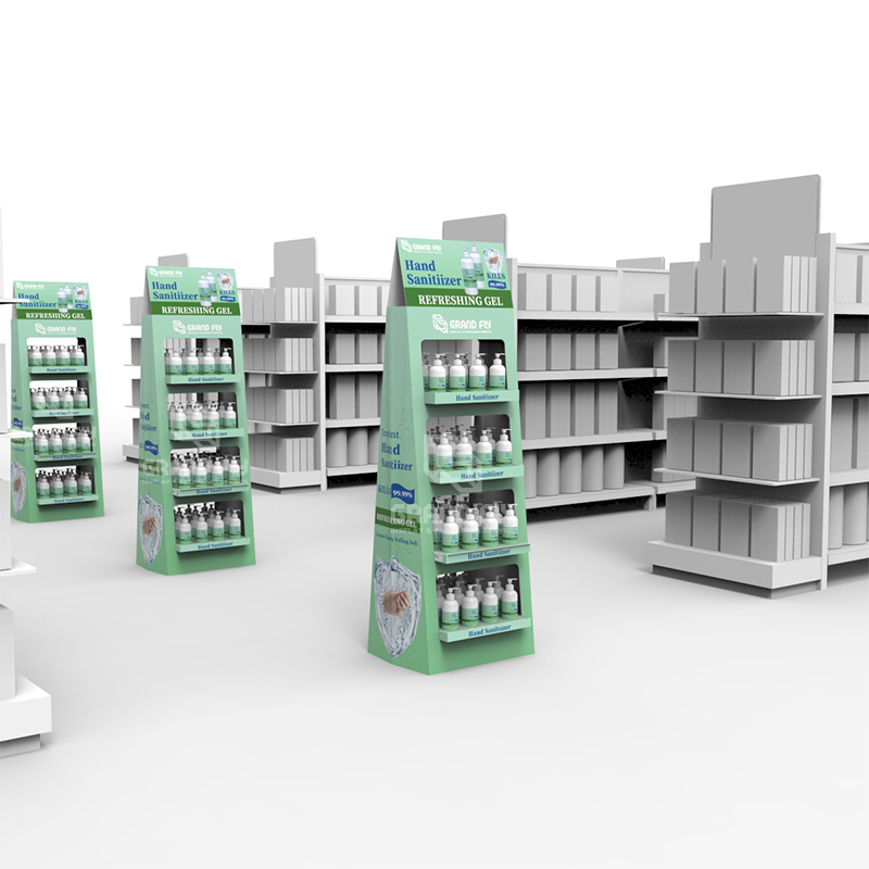 Two-side Cardboard Corrugated POP Hand Sanitiser Display Stand Rack-4 Two-side Cardboard Corrugated POP Hand Sanitiser Display Stand Rack-4