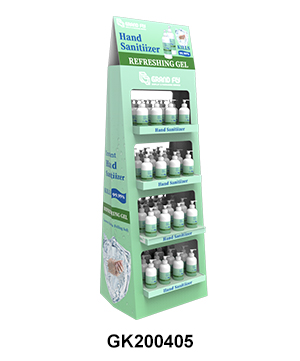 Two-side Cardboard Corrugated POP Hand Sanitiser Display Stand Rack