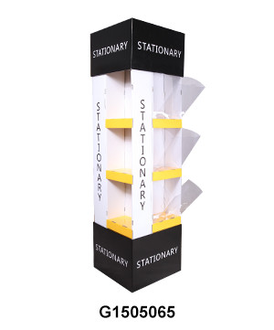 4-Sided Corrugated Temporary Floor Display Rack for StationeryNotebook