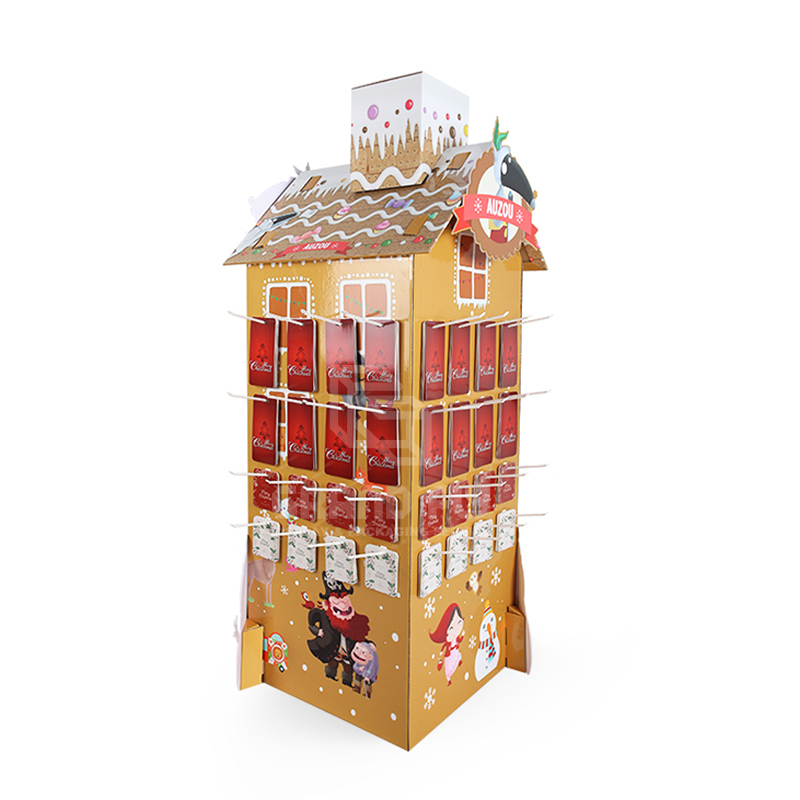 4-Sided FSDU Christmas Cardboard Hook Display Stand for Gift-1
