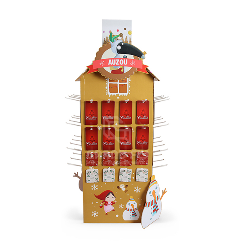 4-Sided FSDU Christmas Cardboard Hook Display Stand for Gift-2