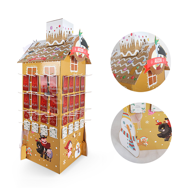 4-Sided FSDU Christmas Cardboard Hook Display Stand for Gift-4
