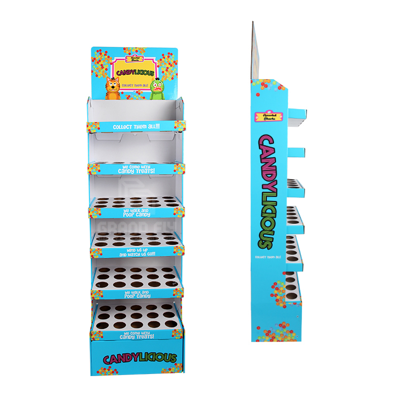 Floor Cardboard Retail Candy Display Stand with Shelf-5