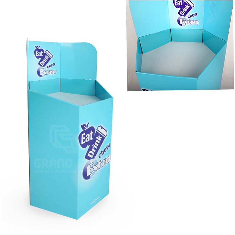POS Hexagon Dump Bins Display with Header for Chewing Gum-5