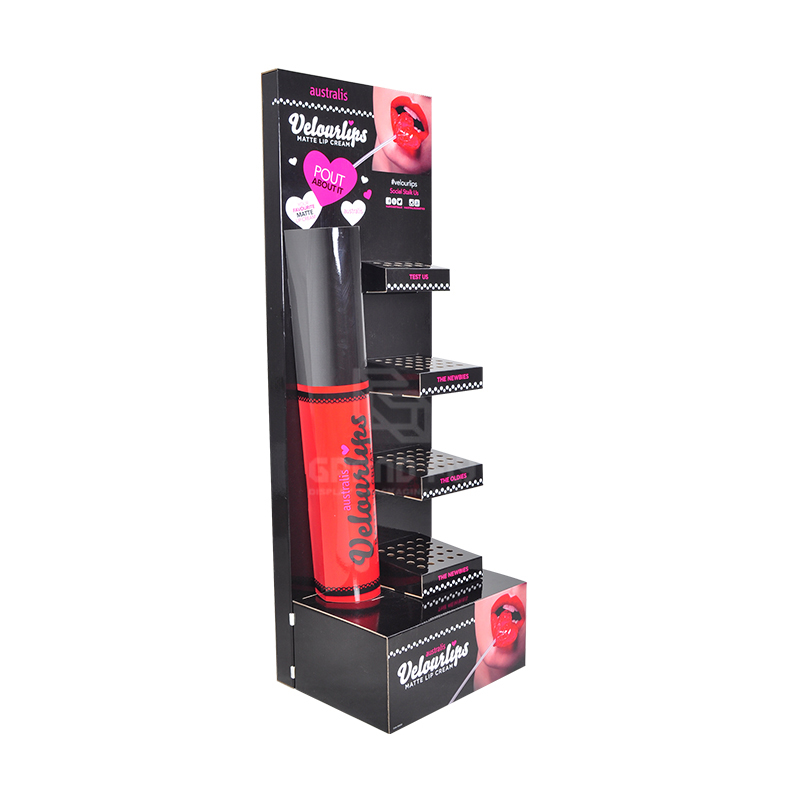 Creative Lipstick Shape Makeup POS FSDU Cardboard Display Rack with Shelf-1