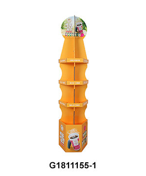 4-Sides POP Temporary Retail Floor Round Displays for TeaCoffee